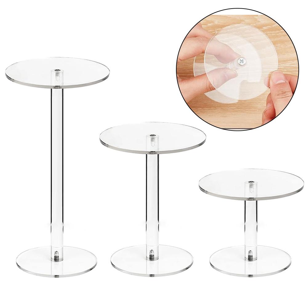 Clear Acrylic Round Display Risers Set Of 3, Multi-Height Stands For Jewelry, Watches, Cupcakes, Retail Showcase