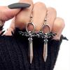 Punk Eardrop Bat Swords Pendant Earrings Gothic Bat Earrings Halloween Gift