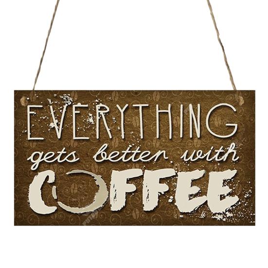 Front Door Sign Smooth Edge Exquisite Pattern Lanyard Design Burr Free Not Easily Deformed Coffee Bar Hanging