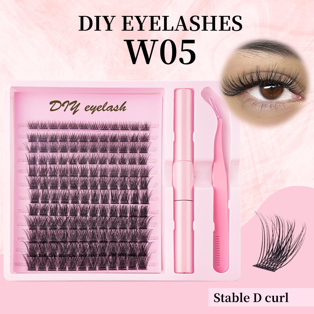 W05 Slim Cluster False Eyelashes - Twelve Row Set for DIY Cross-Border E-commerce