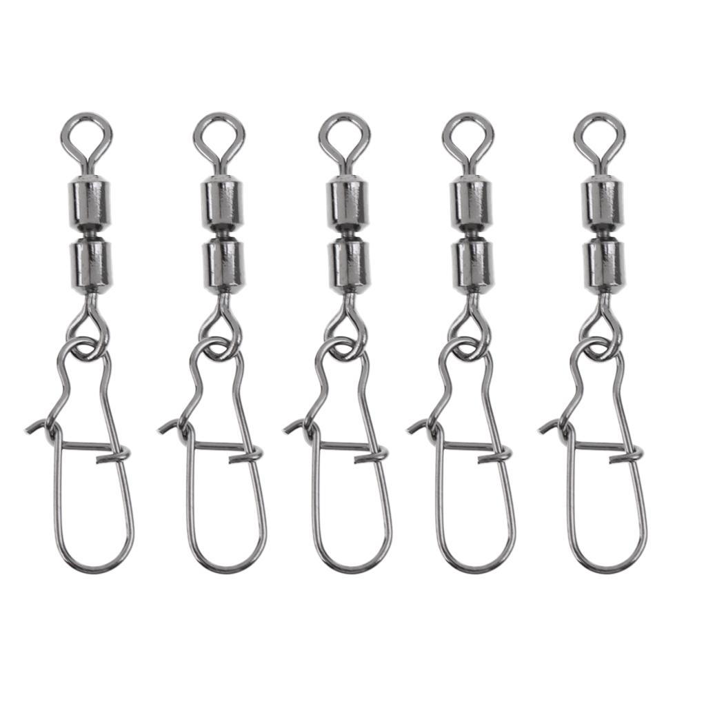 3 Pieces Fishing Bearing Rolling Swivel Metal with Snap Solid Rings Lure Connector Tackle