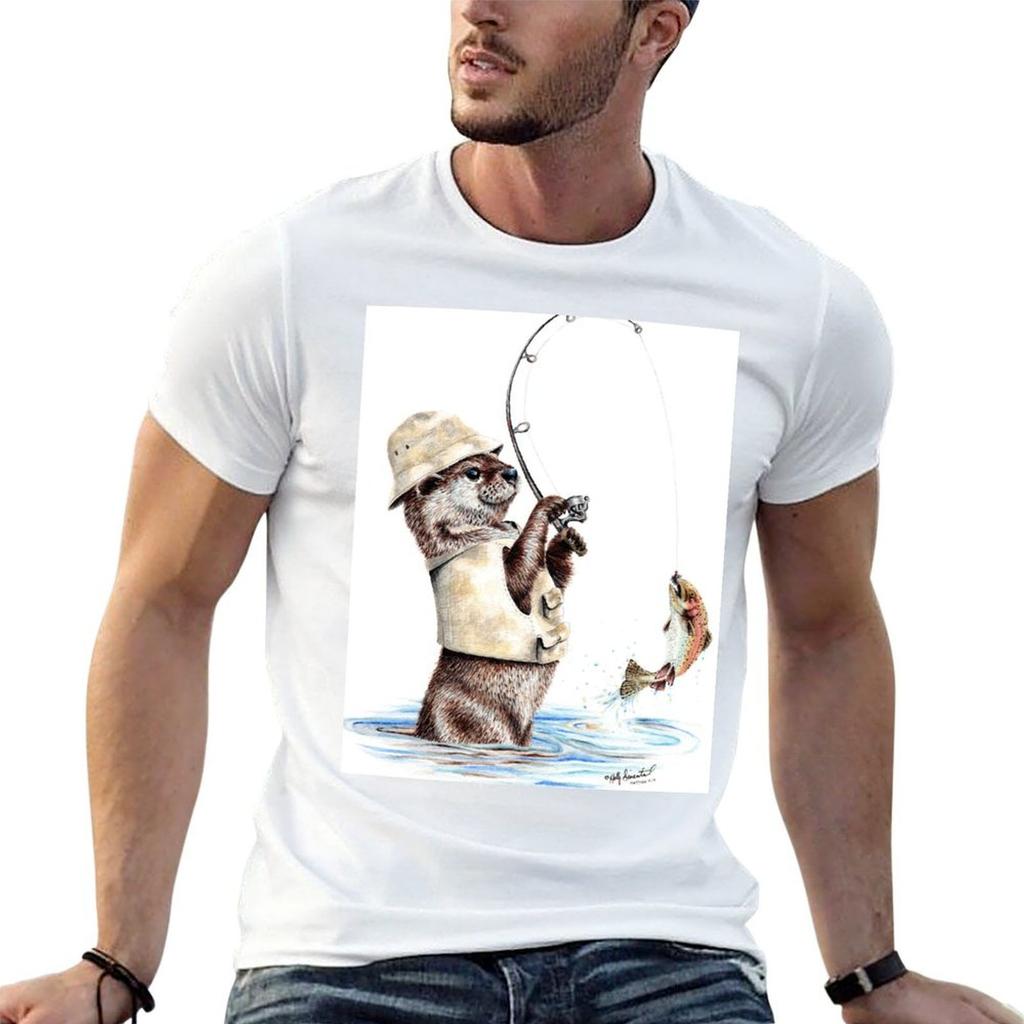 Natures FisherUnisex Otter Trout Fishing TShirt Unisex T Shirts for Unisex Anime T Shirts for Unisex Printed T Shirts for Unisex Tshirt