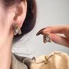 Autumn and Winter Cute Coffee Color Flocked Bear Zircon Stud Earrings Niche Design Earrings Versatile Sweet Temperament Earrings Women