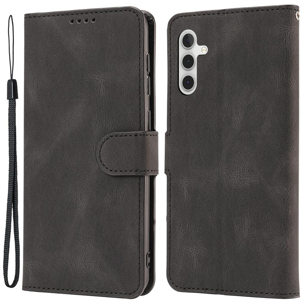 For Samsung Galaxy A24 4G (162.1 X 77.6 X 8.3mm) Drop-proof Leather Phone Case Stand Wallet Cover with Strap