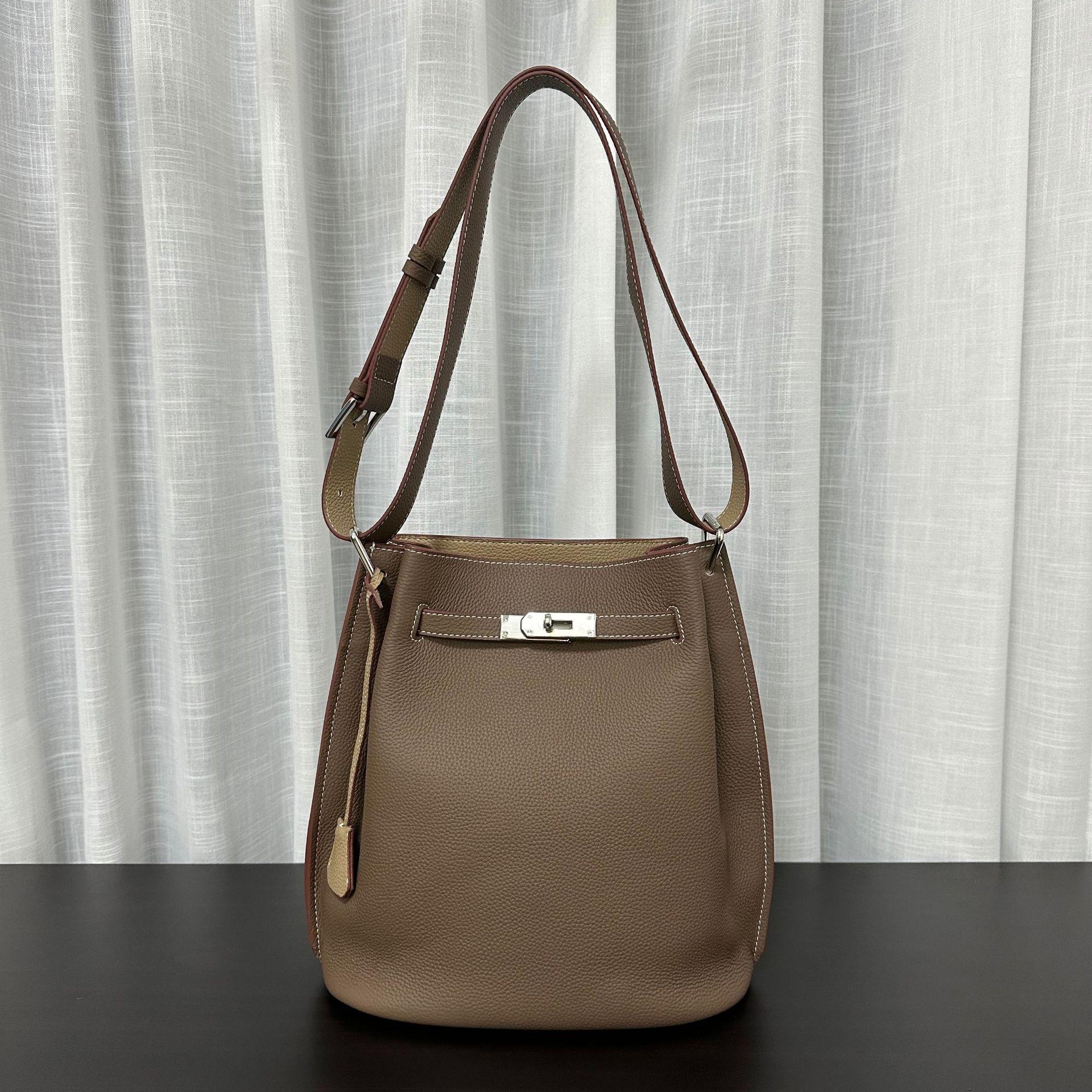 

Классическая универсальная сумка-ведро из импортной тоговской коровьей кожи первого слоя, сумка, высококачественная сумка через плечо большой вместимости 28cm (large)