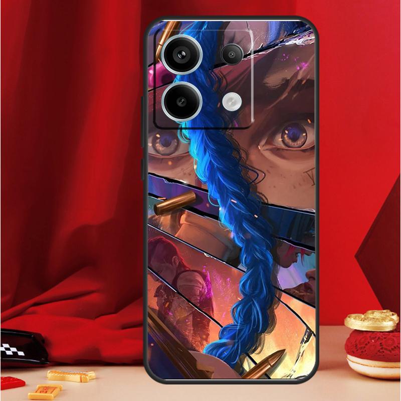 Anime Arcane Jinx Phone Case For Xiaomi Redmi Note 13 Pro 12 10 9 8 11 Pro 12S 11S 10S 9S 10A 9C 10C 12C 13C