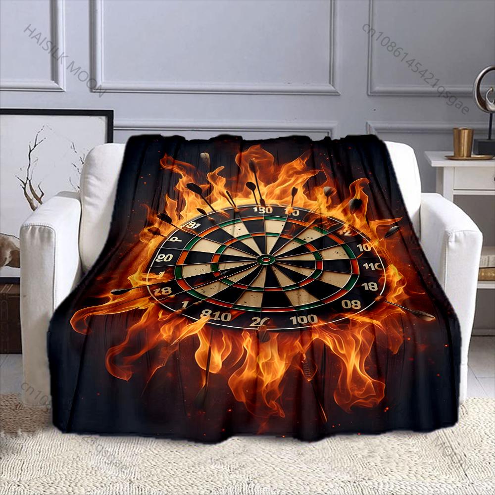 1PC Burning dartboard multiple darts flames Print Adult Children Warm Blankets Home Travel Car Soft Comfortable Luxury Gift 75X95CM