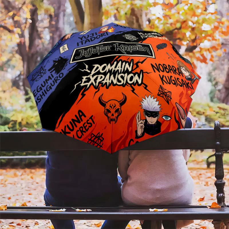 1 PC Automatic Folding Umbrella - Jujutsu Kaisen Pattern Portable Foldable Design With 8 Ribs Christmas Birthday Gifts
