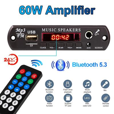 DC 12V Bluetooth 5.3 MP3 WMA APE Placă de decodor 60W Amplificator Ceas Afișare timp 6.5MM Mufă microfon USB TF FM Radio Auto Mp3 Player