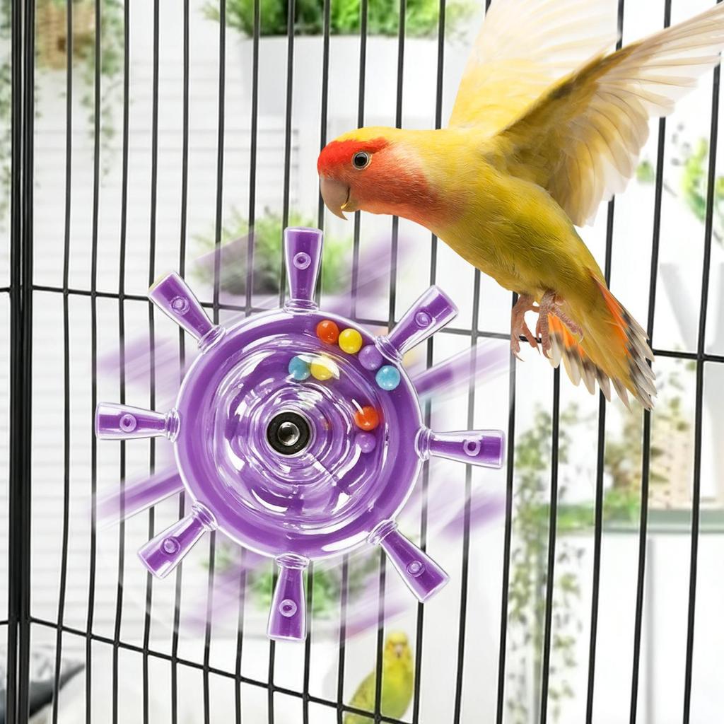 Interactive Parrot Rotating Windmill Toy Bird Cage Toy For Parrots Rotating Treat Dispenser For Mental Stimulation Entertainment