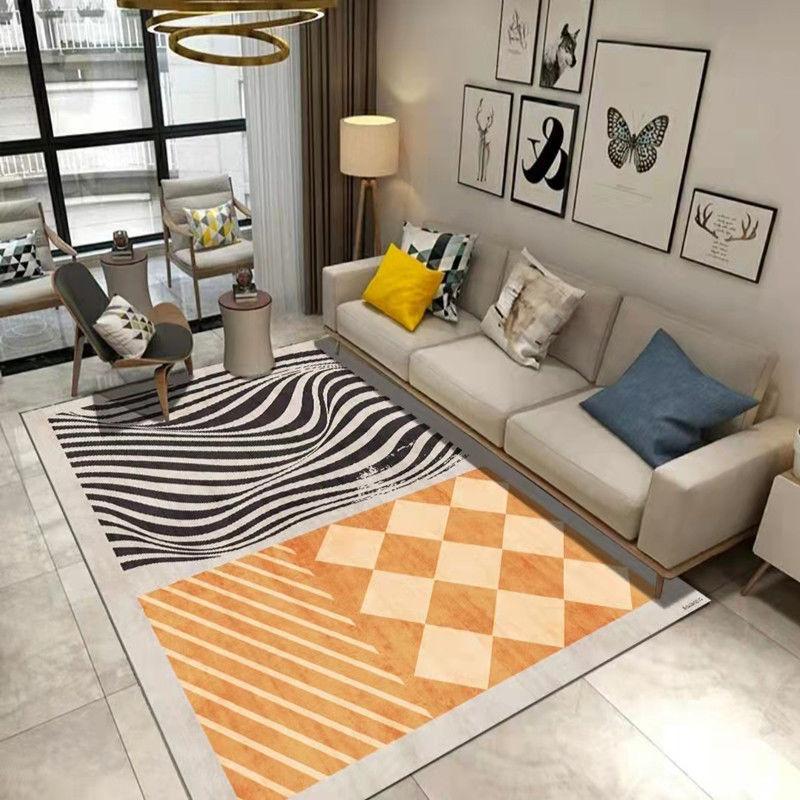 Simple Ins Light Luxury Orange Carpet Living Room Coffee Table Mat Nordic Modern Room Bedroom Bedside Rug Household Floor Mat