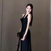 French Red Neck Sling Women's Clothing Summer New Spice Girl Sexy Backless Temperament Waist Dress