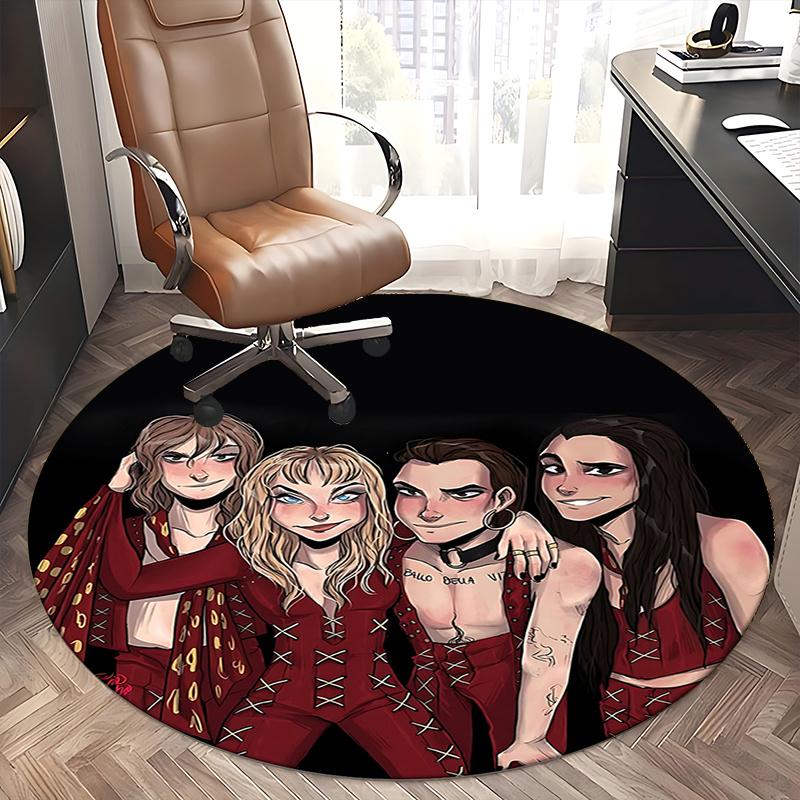Fashion Band Theme Chair Mat Round Carpet for Home Decor, Office Use, Gift Idea Perfect for Living Room, Bedrooms0225b