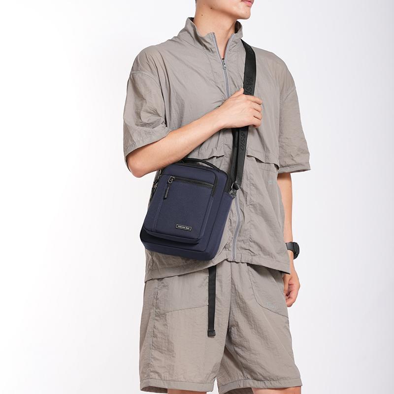 Men's Oxford Crossbody Bag Middle-Aged Sports Travel Shoulder Bag Multi-Compartment Mobile Phone Bag