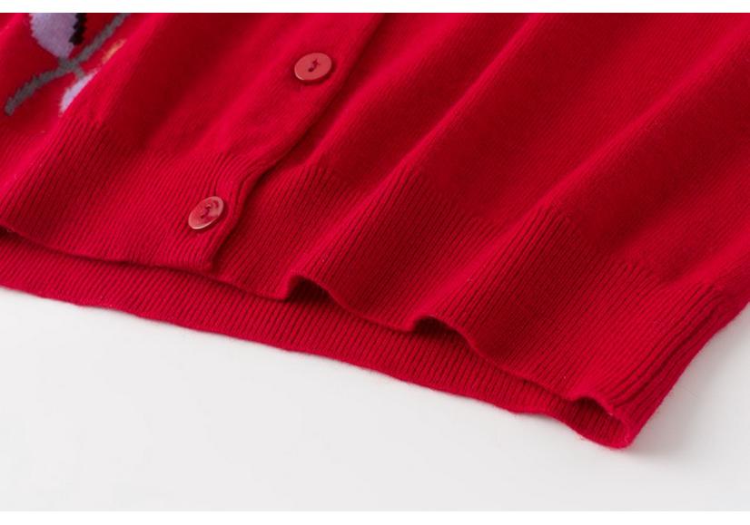 Warm Plus Size Jacquard Wool Cardigan for Middle-aged and Elderly Women