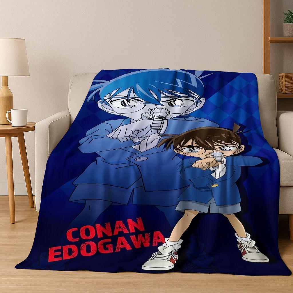 Retro Anime Detective Conan Cartoon Flannel Blanket,Warm and Cozy Soft Throw Blanket for Home Bedroom Bed Sofa Picnic Cover Kids