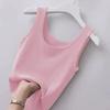 Women Summer Vest O-neck Sleeveless Slim Fit Tank Tops Solid Color Ice Silk Ribbed Pullover Tops Streetwear