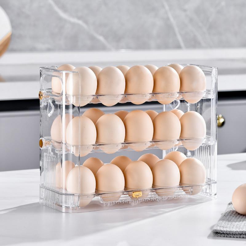 Egg Storage Box New Can Be Reversible Three Layers Of 30 Egg Tray Refrigerator Organizer Food Containers Kitchen Storage Boxes