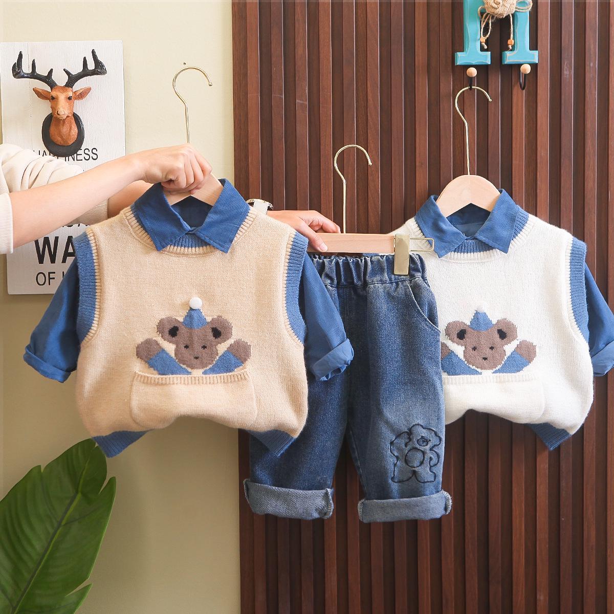

Boys and Girls Spring/Autumn Baby Sweater Vest 80 cm брудно-білий