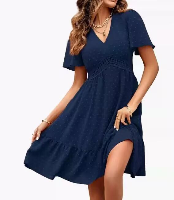 

Женское платье из цветочного кружева с вырезами в горошек и оборкой по подолу, коричневое, бежевое, светло-зеленое XL