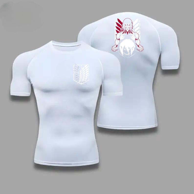 Одежда Эрен Йегер Фитнес Компрессионная Футболка для Бега Мужская Топы Печать Летучая Мышь Мужская Быстросохнущая Спортивная Одежда для Зала Джерси Футболка для Мужчин S