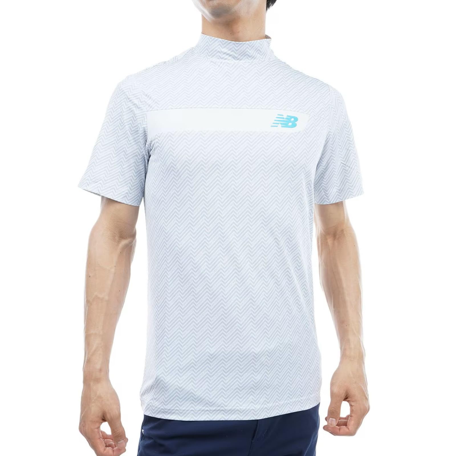 

Golf Short Sleeve Mock Neck Shirt Border 5 [New Balance] Men s (Reflector Pattern/Stretch) / 012-3266002 030_White [L]