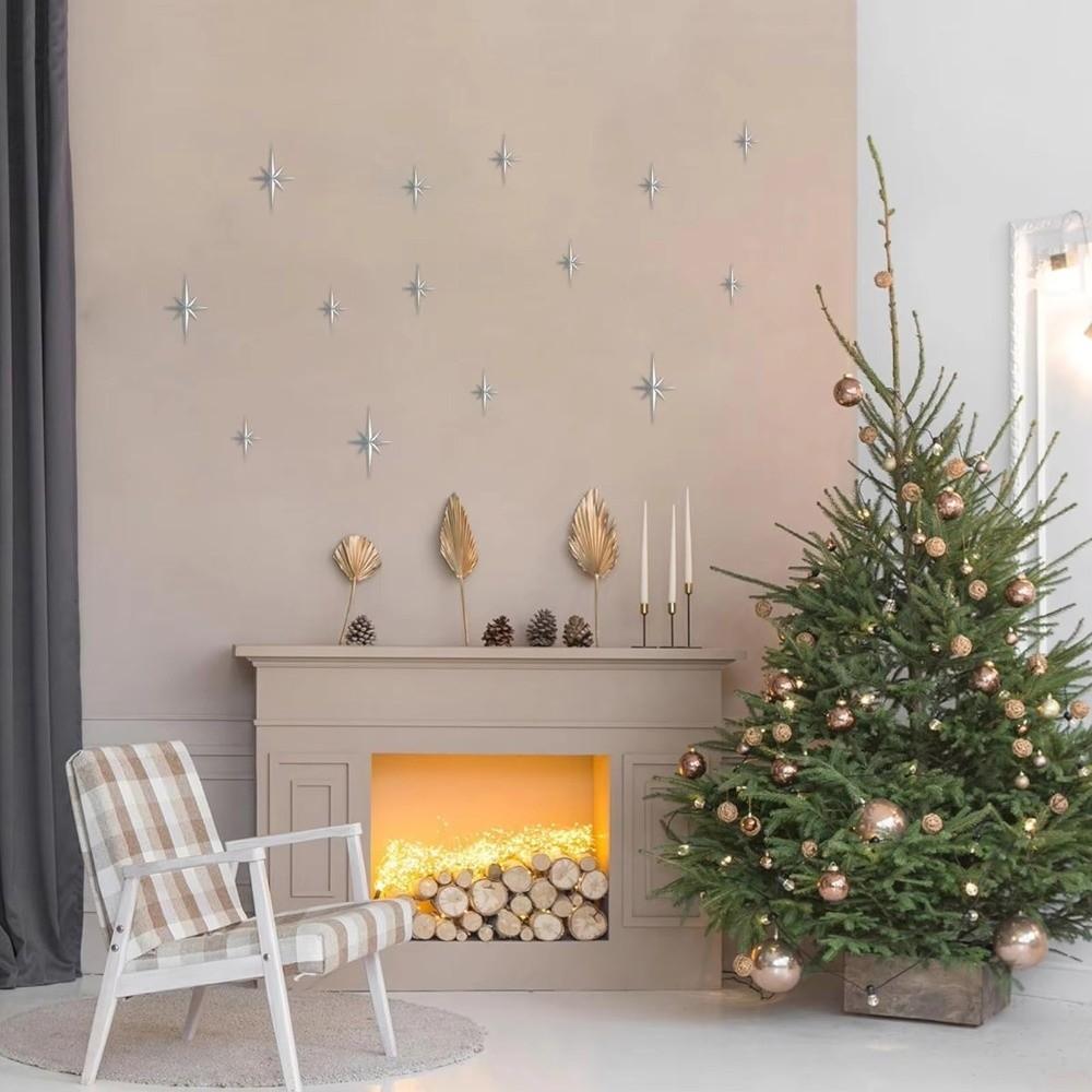 6Pcs/Set Octagonal Starburst Decor Star Shape Wall Hanging Decor Star Art Wall Sculpture Home Decor