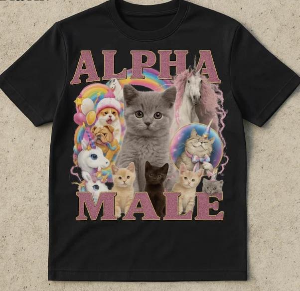 

Alpha Male Funny Kitten Shirt, Funny Cat Meme Shirt L