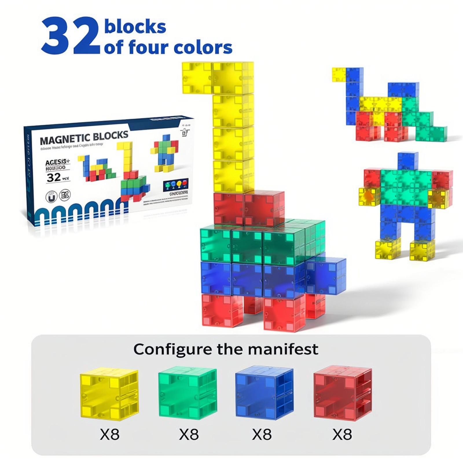 

Детский набор для самостоятельной сборки магнитной геометрии, обучающий инструмент из магнитных блоков, набор игрушек для сборки магнитных блоков One Size