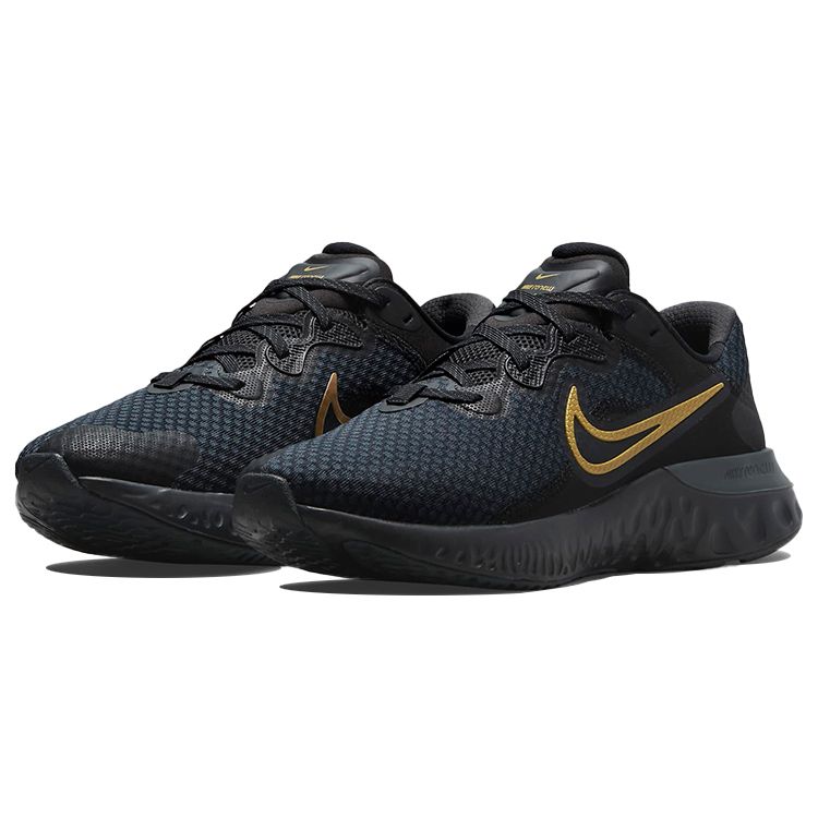 Nike Renew Run 2 Black Metallic Gold Men Sneakers Dark-Smoke-Grey CU3504-010