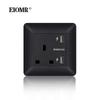 EIOMR 13A UK Standard Plug Power Wall Socket and Switch 250V, with USB Type-C Charger Port 5V 2.1A, Black PC Curved Frame Panel