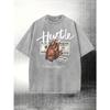 Men'S Relaxed Fit Short Sleeve Tee Made from Washed Pure, Featuring a Hip-Hop 'Hustle' Money Hand Design. This Trendy And Edgy Gift for Holidays