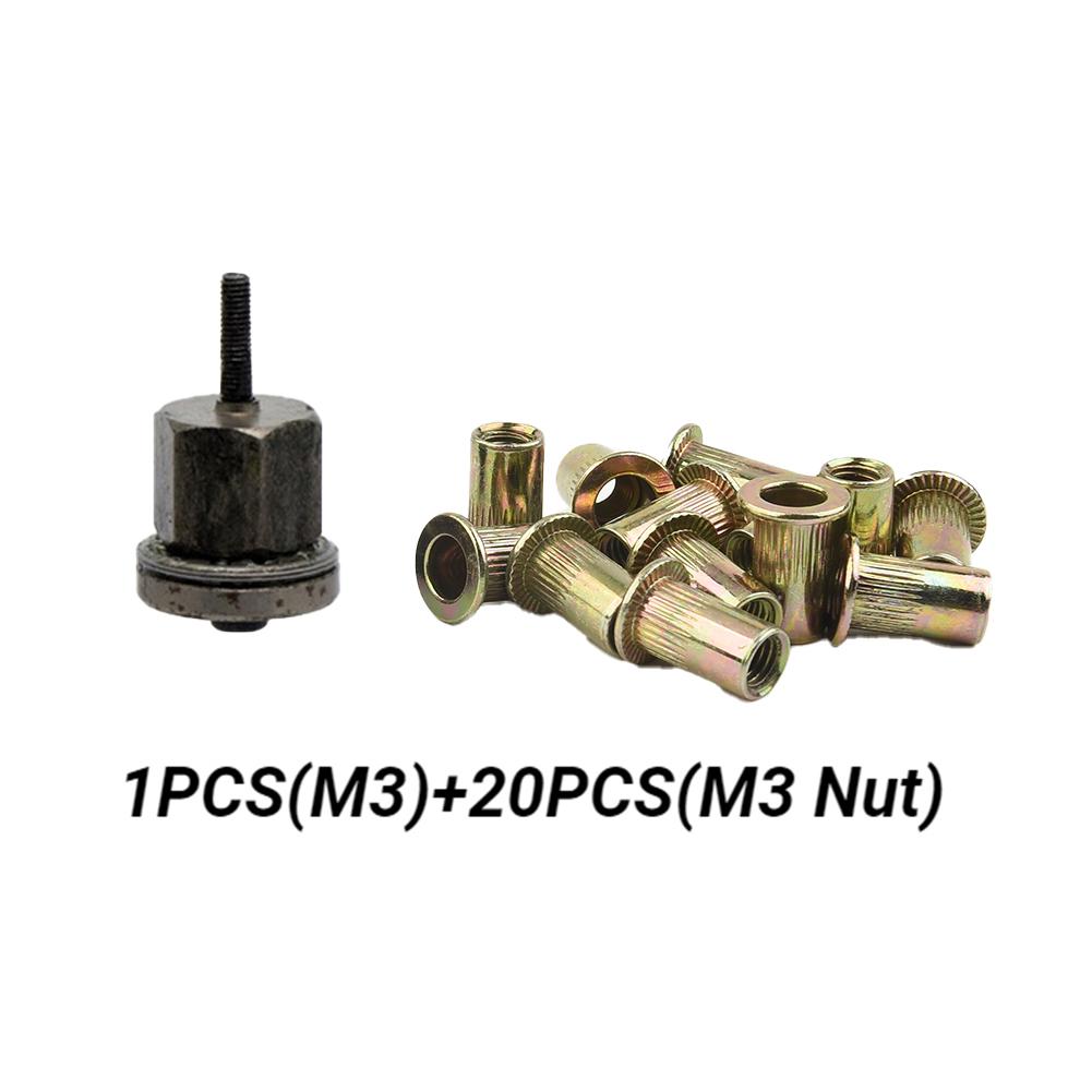 Rivet Nut Head Tool Set of 21PCS for Hand Riveters Features a Range of Nuts from For M3 to M10 for Replacement