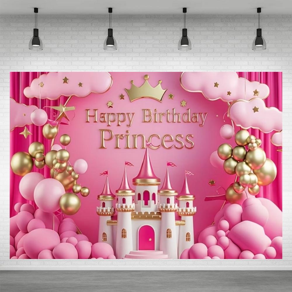 Fond de château de princesse pour décoration de fête, Globe rose, Fond de photographie, Cadeau pour fille, Accessoires de célébration de baby shower