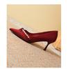 Knotted Pearl Xiuhe Bridal Shoes: Women's Silk Sheepskin High Heel Stilettos with Pointed Toe