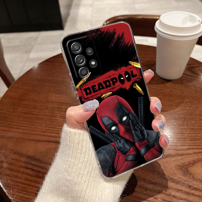 Funda Transparente Divertida de Marvel Deadpool para Samsung Galaxy A57 A37 A56 A36 A55 A54 A35 A26 A07 A17 A16 A06 A36 A15 Funda Suave de Deadpool