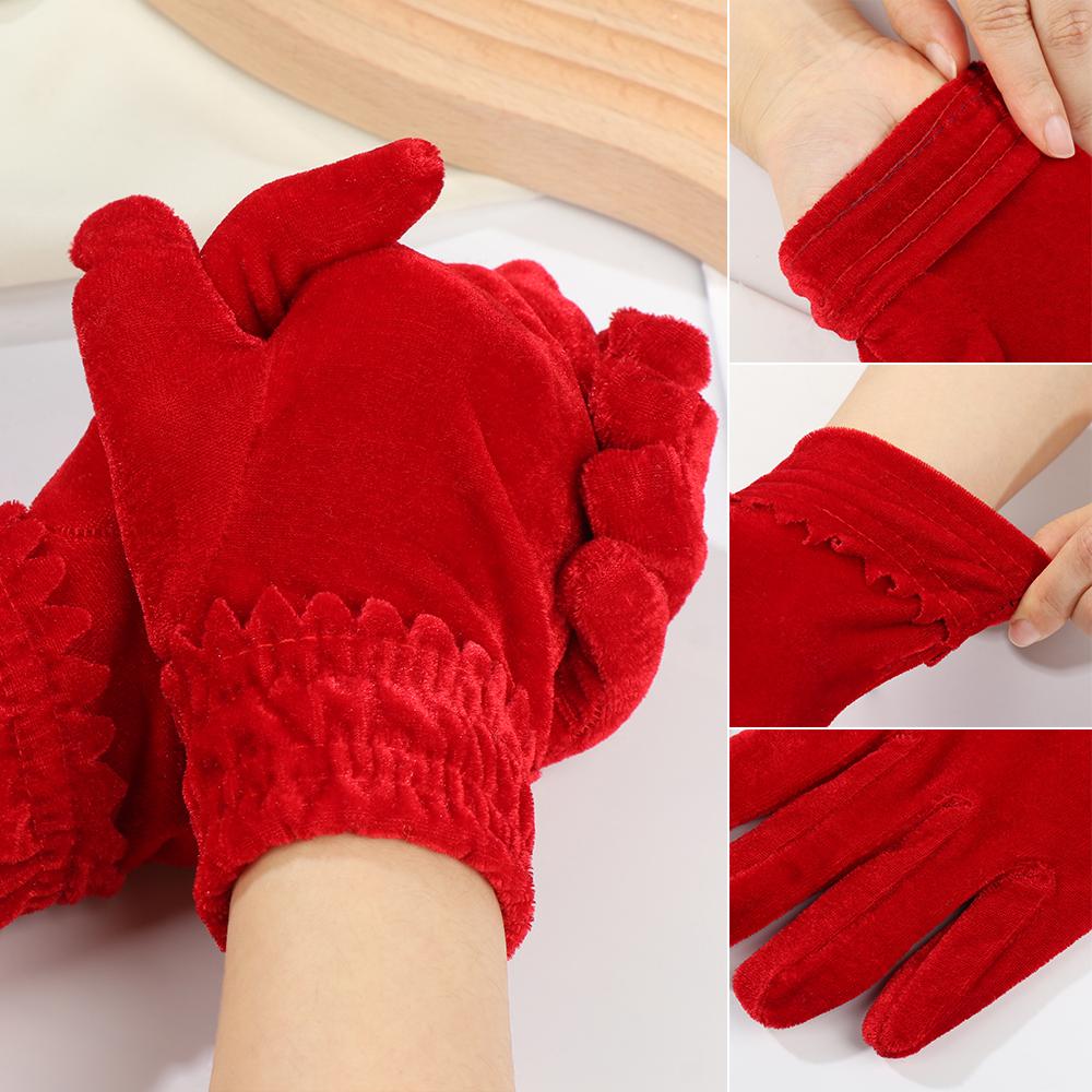 7 Colors Pleuche Autumn Winter Warm Gloves Mittens Full Finger Velvet Full Finger Gloves