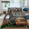 Wood Barn Door Duvet Cover Set Western King Size Rustic Bedding Set Wooden Board Farmhouse Country Style Polyester Quilt Cover