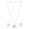 American Diamond Rose Gold Plated Love Shaped Pendant Necklace Set with Chain & Stud Earring for Girls and Women