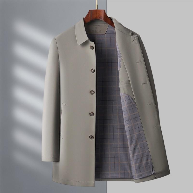 Spring and Autumn New High-end Medium and Long Trench Coat Middle-aged Business Casual Lapel Jacket Dad Outfit