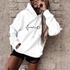 Korean Style Velvet EKG Print Casual Hoodie, Unisex Long Sleeve Pullover for Autumn/Winter