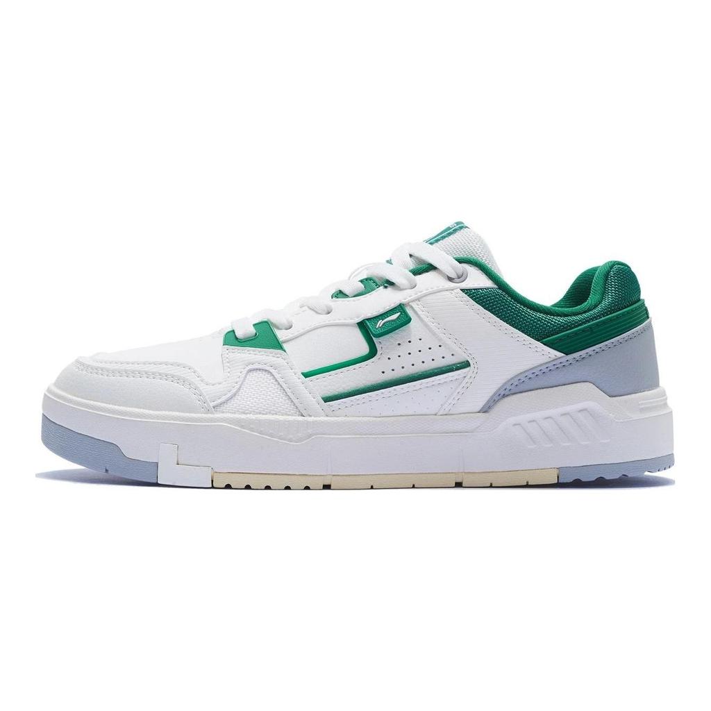 Li Ning ACE V2 Textile, Synthetic Leather Slip Resistant Abrasion Resistant Low top Skateboard Shoes Men's White Green AGCS155-3