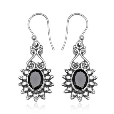 Black Onyx Gemstone Earrings 925 Sterling Silver Handmade Oval Shape Jewelry Drop Dangle Onyx Earrings For Women & Girls