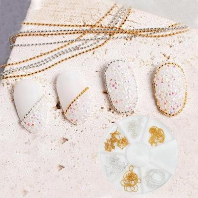 Nagelkunst Dünne Nagelkette 0,6/0,8 mm Kugellinienketten-Set