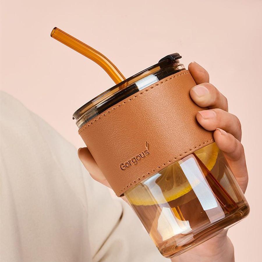 Internet Famous Bamboo Joint Cup, Straw, Glass Cup, High Aesthetic Value, Dual Drinking Cup, Coffee Cup, Couple Water Cup