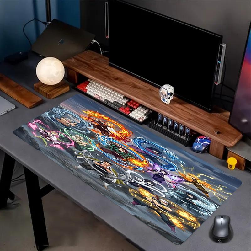 Demon Slayer Print Mouse Pad, Anti‑Slip Desktop keyboard Mat, for PC Laptop Gaming Working Daily Use, Cool Festival Surprise Gift