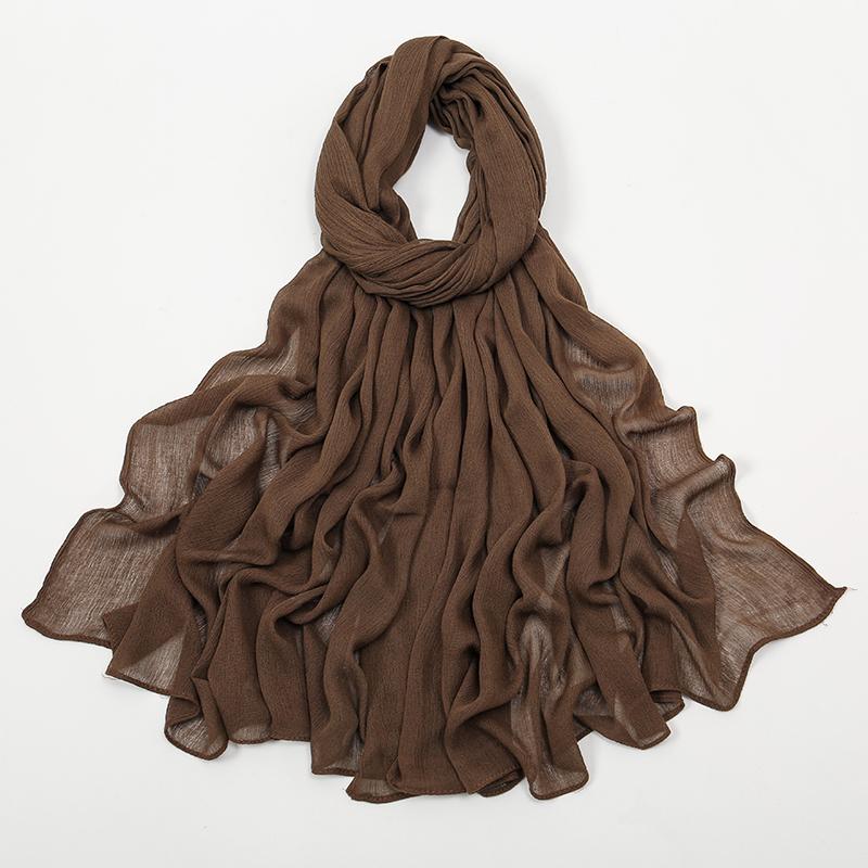 Crinkle Muslim Women Hijab Wrinkle Rayon Headscarf Solid Color Women's Turban Plain Viscose Cotton Musulman Femme Shawl Ramanda