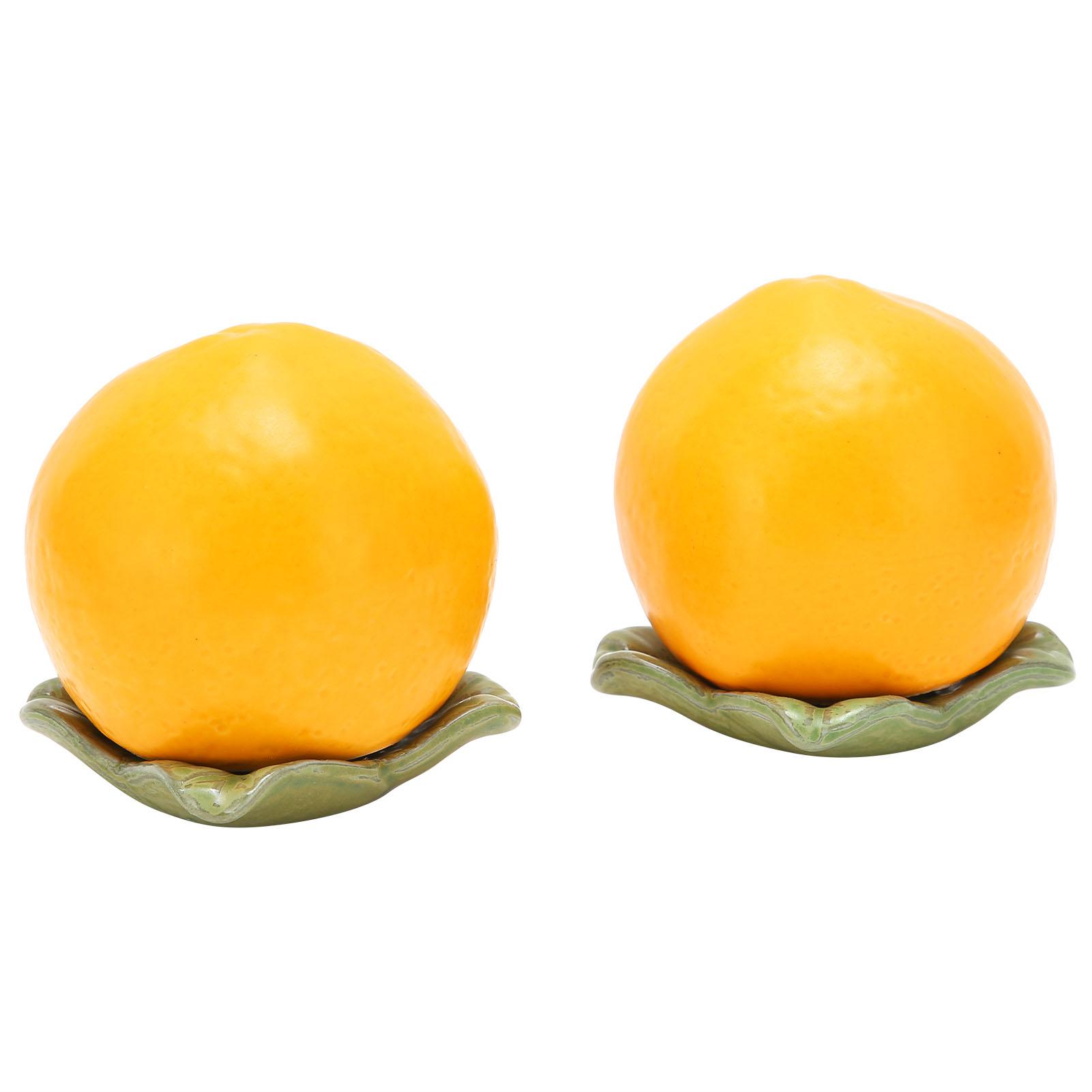 2Pcs Tea Leaf Can OrangeShape Ceramic Sealed Pot Ornament Gift Kitchen Storage Container