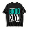 Trendiges BROO Letter Print Casual T-Shirt Unisex Tägliches Oberteil Reines Baumwoll-T-Shirt