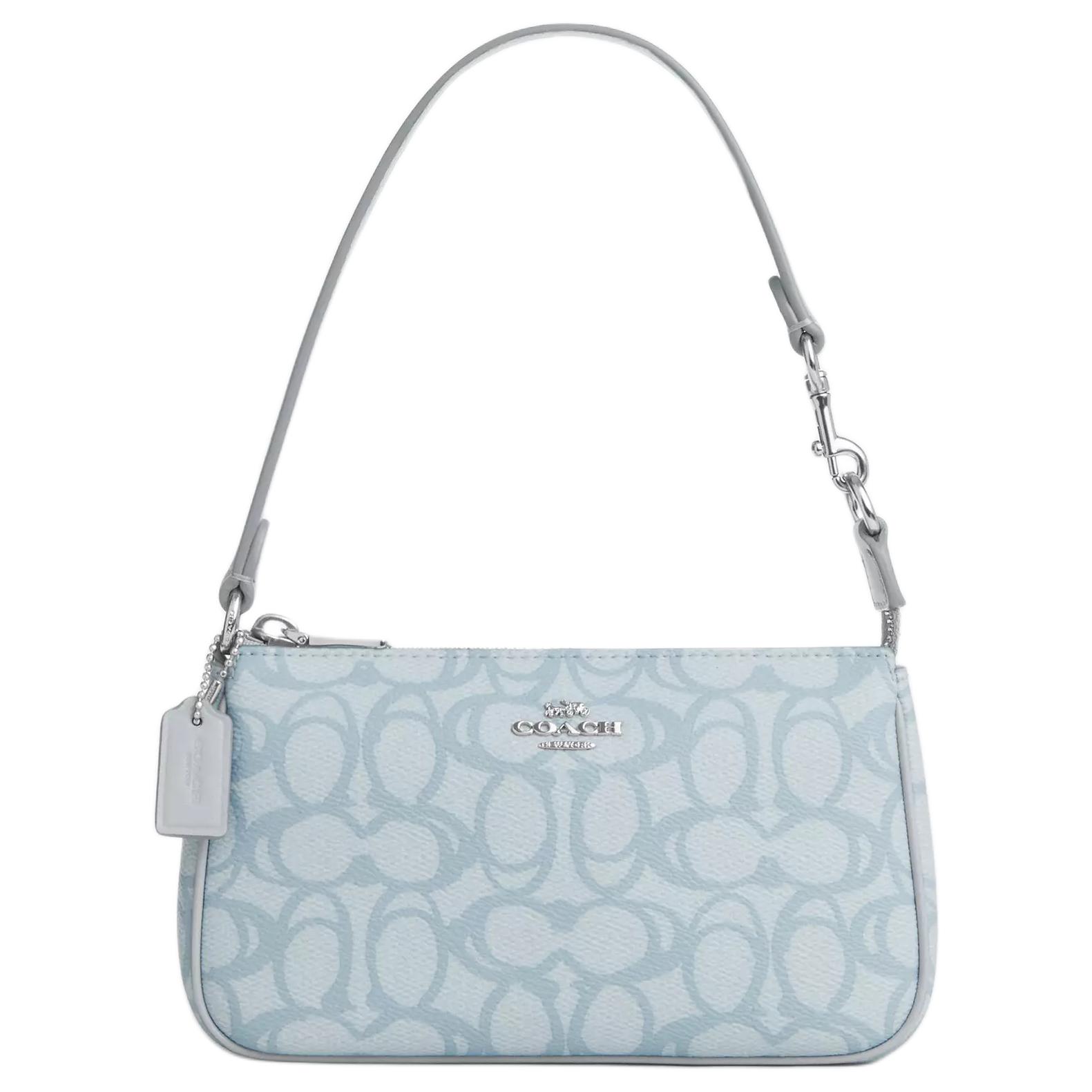 Coach Nolita 19 Metallic Logo Mahjong Tas Dames Schoudertas IJzig Blauw CBM72-SVNB9 Gift Box Sets (Basic Set+Black Box)